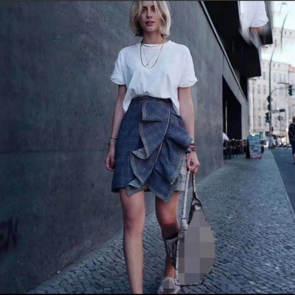 Self-Portrait Flounced Check Plaid Ruffle Skirt US 0 - Picture 2 of 16